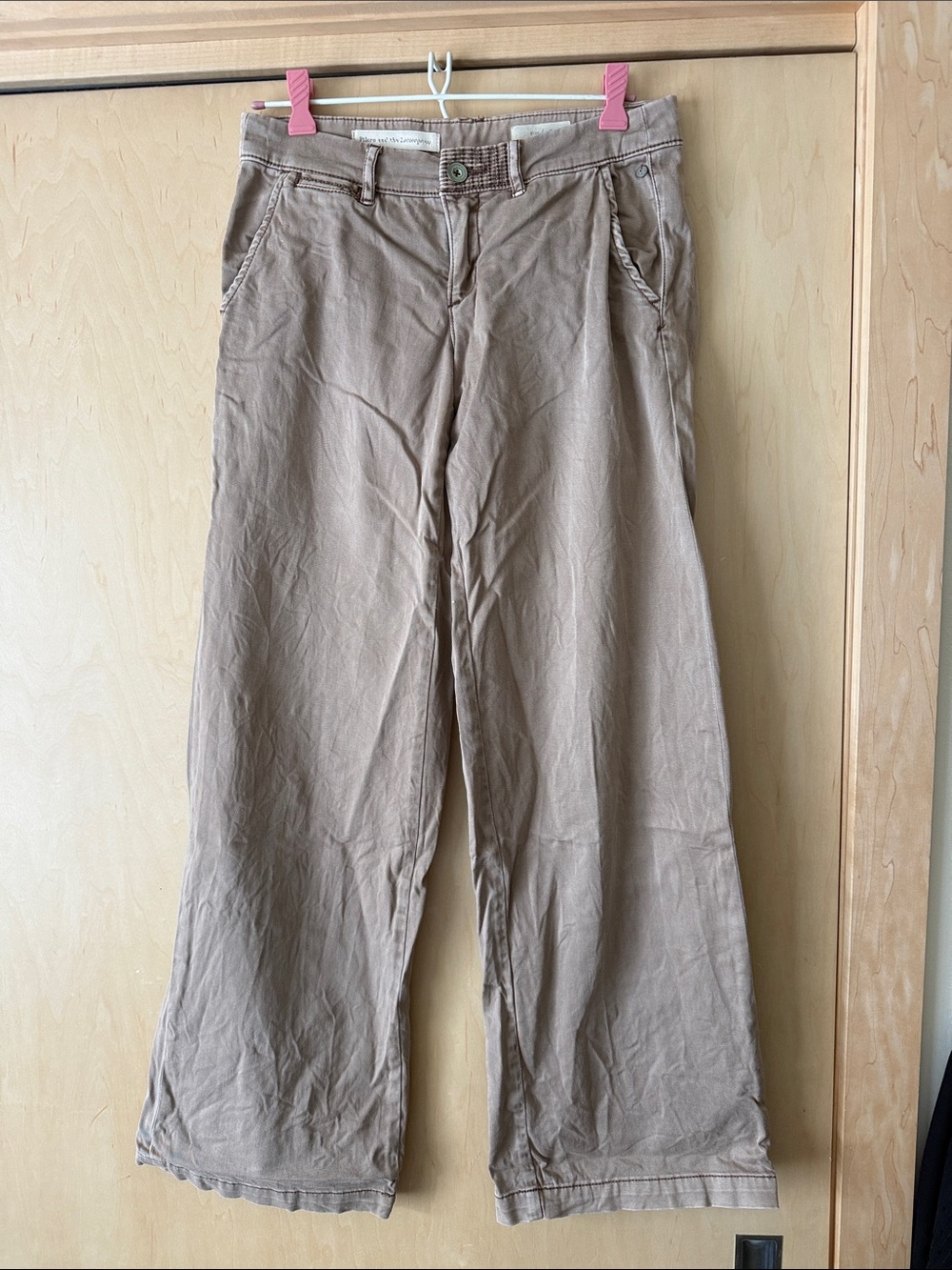 Pilcro and the Letterpress Wide-Leg Chinos in Beige